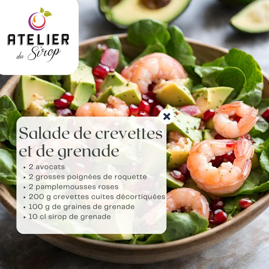 Salade de crevettes et sirop de grenade